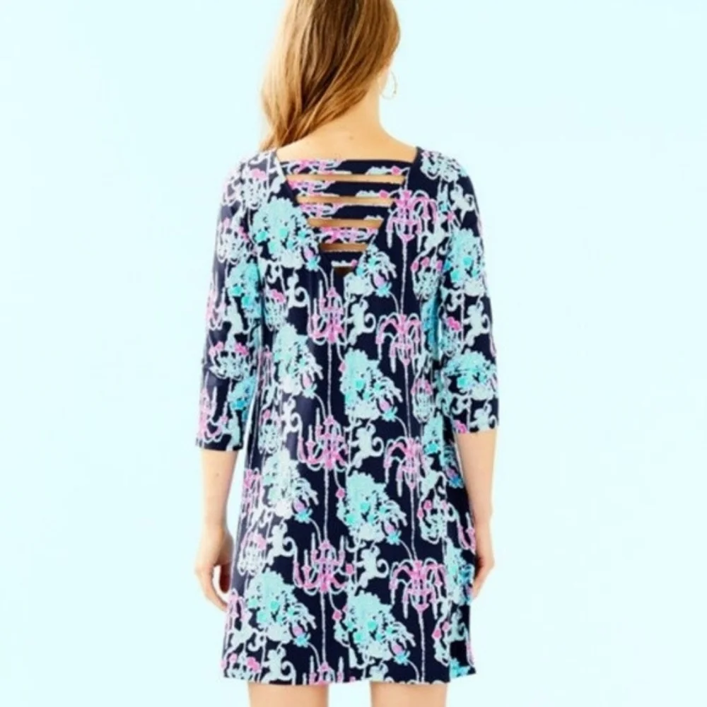 Lilly Pulitzer OPHELIA SWING DRESS Bright Navy Pop Up Monkey Trouble